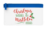 Christmas wishes and mistletoe kisses flat-style pencil case