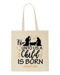 For unto us a child is born psalm bible verse tote style shopping bag