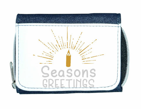 Seasons greetings golden candle metallic print stylish ladies purse