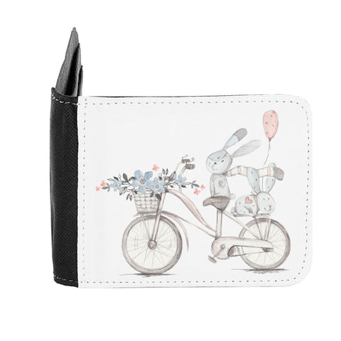 Bunny Nine Bicycle Ride Watercolour Vintage Style gent's wallet