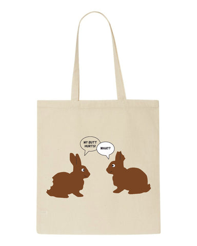 Bitten Easter Bunnies I can't hear you tote style shopping bag