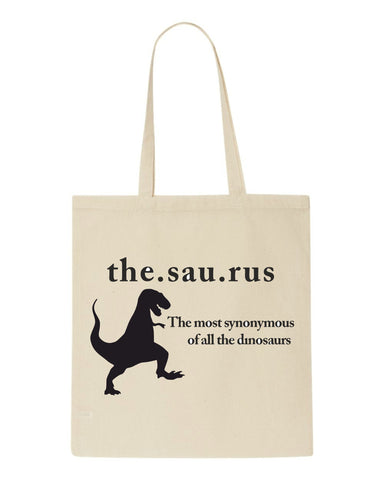 The.sau.rus thesaurus dinosaur tote style shopping bag