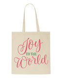 Joy to the world style 3 coloured tote style shopping bag