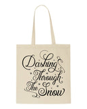 Dashing through the snow tote style shopping bag