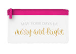 May your days be merry and bright metallic flat-style pencil case