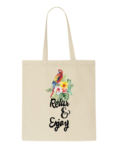 Tropical flowers (style 1M) - Relax and enjoy tote style shopping bag