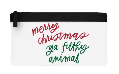 Merry Christmas ya filthy animal style 2 simple text flat-style pencil case