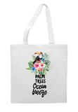 Tropical flowers (style 1N) - Palm trees ocean breeze tote style shopping bag