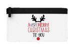 A very merry Christmas reindeer nose flat-style pencil case