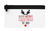 A very merry Christmas reindeer nose flat-style pencil case