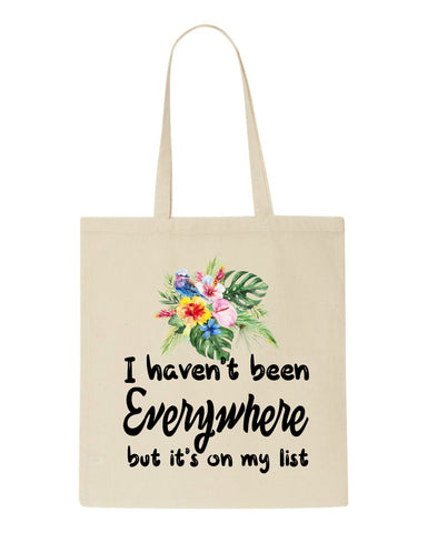 Tropical flowers (style 1O) - I haven't been everywhere tote style shopping bag