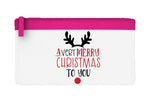 A very merry Christmas reindeer nose flat-style pencil case