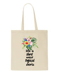 Tropical flowers (style 1O) - life is short tote style shopping bag