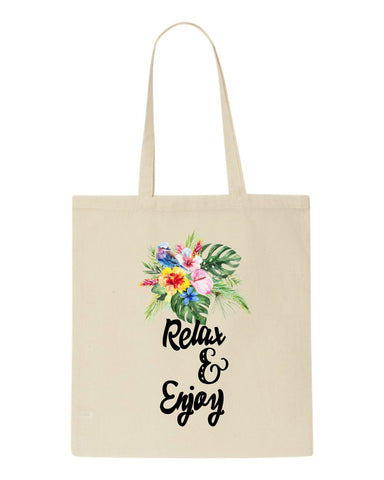 Tropical flowers (style 1O) - Relax and enjoy tote style shopping bag