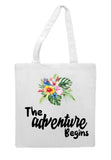 Tropical flowers (style 1O) - The adventure begins tote style shopping bag