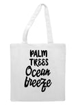 Palm trees ocean breeze tote style shopping bag