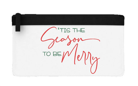 Tis the seasons to be merry flat-style pencil case