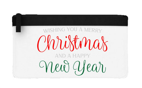 Wishing you a merry Christmas and a happy new year flat-style pencil case