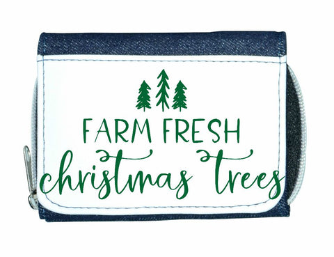 Farm fresh Christmas trees sign stylish ladies purse